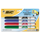 BIC CORPORATION BICGDEP41ASST Great Erase Grip Fine Point Dry Erase Marker, Assorted, 4/set