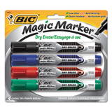 Bic BICGELITP41AST Low Odor And Bold Writing Dry Erase Marker, Chisel Tip, 4/pack