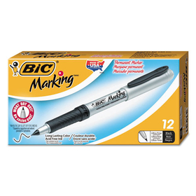 BIC CORPORATION BICGPMU11BK Intensity Ultra Fine Tip Permanent Marker, Ultra-Fine Needle Tip, Tuxedo Black, Dozen