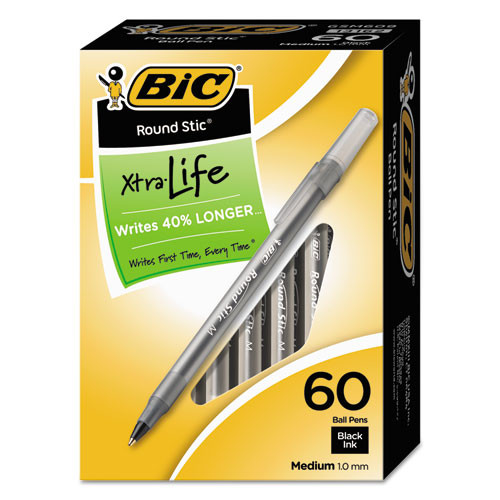 Black 8 EA Sealed Bic Xtra-Comfort Round Stic Grip Medium Point Ball Pen 