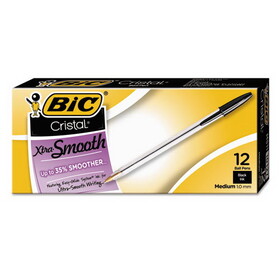 BIC CORPORATION BICMS11BK Cristal Xtra Smooth Ballpoint Stick Pen, Black Ink, 1mm, Medium, Dozen