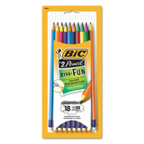 Bic PGEP181 #2 Pencil Xtra Fun, 0.7 mm, Assorted Two-Tone Barrel Colors, 18/Pack