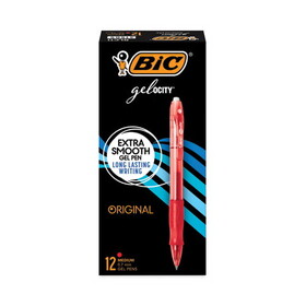 BIC CORPORATION BICRLC11RD Gel-Ocity Retractable Gel Pen, Red Ink, .7mm, Medium, Dozen