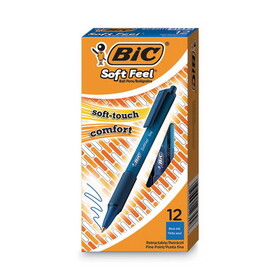 Bic BICSCSM11BE Soft Feel Retractable Ballpoint Pen, Blue Ink, 1mm, Medium, Dozen