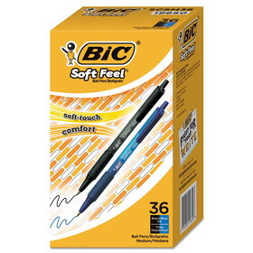Bic BICSCSM361AST Soft Feel Retractable Ballpoint Pen, Black/blue, 1mm, Medium, 36/pack