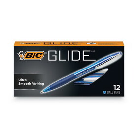 BIC CORPORATION BICVCG11BE GLIDE Ballpoint Pen, Retractable, Medium 1 mm, Blue Ink, Translucent Blue/Blue Barrel, Dozen