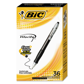Bic VLG361-BLK Velocity Retractable Ballpoint, Black Ink, 1 mm, 36/Pack