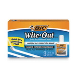 BIC WOFQD324 Wite-Out Quick Dry Correction Fluid, 20 mL Bottle, White, 3/Pack