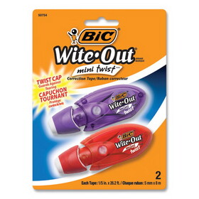 Bic BICWOMTP21 Wite-Out Mini Twist Correction Tape, Non-Refillable, 1/5" X 314", 2/pack