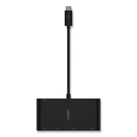 Belkin BLKAVC004BKBL USB-C Multimedia + Charge Adapter, 4K HDMI/USB-A/USB-C/VGA, 4.9 ft, Black