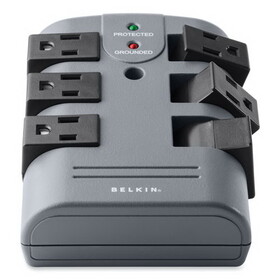 Belkin BLKBP106000 Pivot Plug Surge Protector, 6 Outlets, 1080 Joules, Gray