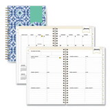 Blue Sky BLS101410 Day Designer Tile Weekly/Monthly Planner, Geometric Artwork, 8 x 5, Blue/White Cover, 12-Month (Jan to Dec): 2025