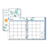 Blue Sky BLS101582 Lindley Monthly Planner, Floral Artwork, 10 x 8, White/Blue/Green Cover, 12-Month (Jan to Dec): 2025