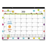 Blue Sky BLS105496 Teacher Dots Academic Desk Pad, 22 x 17, Black Binding, Clear Corners, 12-Month (July to June): 2024 to 2025