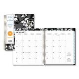 Blue Sky BLS110216 Baccara Dark Monthly Planner, Floral Artwork, 10 x 8, Gray/Black/Gold Cover, 12-Month (Jan to Dec): 2025