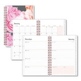 Blue Sky BLS110396 Joselyn Weekly/Monthly Planner, Floral Artwork, 8 x 5, Pink/Peach/Black Cover, 12-Month (Jan to Dec): 2025