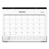 Blue Sky BLS111294 Enterprise Desk Pad, Geometric Artwork, 22 x 17, White/Gray Sheets, Black Binding, Clear Corners, 12-Month (Jan to Dec): 2025