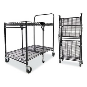 Bostitch BOSBSACLGBLK Stowaway Folding Carts, Metal, 2 Shelves, 250 lb Capacity, 35" x 37.25" x 22", Black