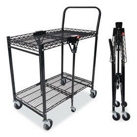Bostitch BOSBSACSMBLK Stowaway Folding Carts, Metal, 2 Shelves, 250 lb Capacity, 29.63" x 37.25" x 18", Black