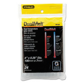 STANLEY BOSTITCH GS0DT Dual Temperature Mini Glue Sticks, 0.28" x 4", Dries Clear, 24/Pack