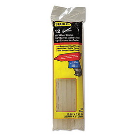 STANLEY BOSTITCH GS25DT Dual Temperature 10" Glue Sticks, 0.45" x 10", Dries Clear, 12/Pack