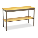 BARRICKS MANUFACTURING CO BRKUTS1848LQ Utility Table With Bottom Shelf, Rectangular, 48w X 18d X 30h, Oak/brown