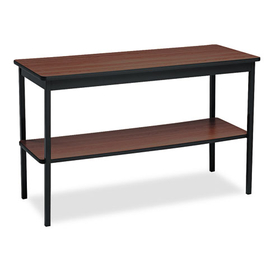 BARRICKS MANUFACTURING CO BRKUTS1848WA Utility Table With Bottom Shelf, Rectangular, 48w X 18d X 30h, Walnut/black