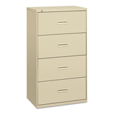 Basyx BSX434LL 400 Series Four-Drawer Lateral File, 30w X 19-1/4d X 53-1/4h, Putty