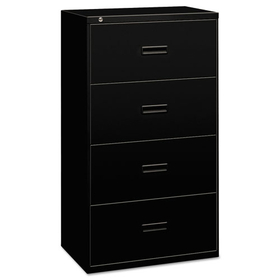 Basyx BSX484LP 400 Series Lateral File, 4 Legal/Letter-Size File Drawers, Black, 36" x 18" x 52.5"