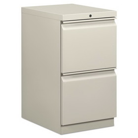 HON BSXHBMP2FQ Mobile Pedestals, Left or Right, 2 Legal/Letter-Size File Drawers, Light Gray, 15" x 20" x 28"