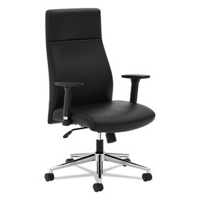 HON HVL108.SB11 Define Executive High-Back Leather Chair, Supports up to 250 lbs., Black Seat/Black Back, Polished Chrome Base