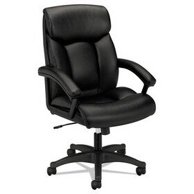 Basyx BSXVL151SB11 HVL151 Executive High-Back Leather Chair, Supports Up to 250 lb, 17.75" to 21.5" Seat Height, Black