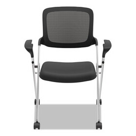 HON BSXVL314SLVR VL314 Mesh Back Nesting Chair, Supports Up to 250 lb, 19" Seat Height, Black Seat, Black Back, Silver Base