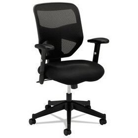 Basyx BSXVL531MM10 VL531 Mesh High-Back Task Chair with Adjustable Arms, Supports Up to 250 lb, 18" to 22" Seat Height, Black