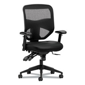 HON BSXVL532SB11 Prominent Mesh High-Back Task Chair, Leather, Supports up to 250 lbs., Black Seat, Black Back, Black Base