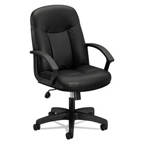 HON HVL601.SB11 HVL601 Series Executive High-Back Leather Chair, Supports up to 250 lbs., Black Seat/Black Back, Black Base