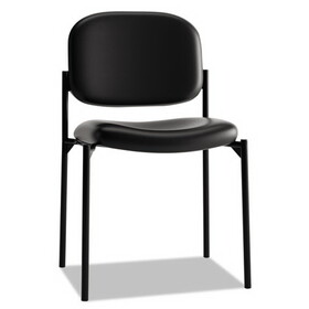 Basyx BSXVL606SB11 Vl606 Series Stacking Armless Guest Chair, Black Leather