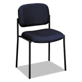 BASYX BSXVL606VA90 VL606 Stacking Guest Chair without Arms, Fabric Upholstery, 21.25" x 21" x 32.75", Navy Seat, Navy Back, Black Base