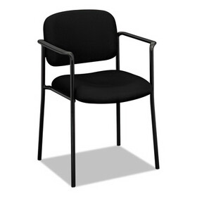 BASYX BSXVL616VA10 VL616 Stacking Guest Chair with Arms, Fabric Upholstery, 23.25" x 21" x 32.75", Black Seat, Black Back, Black Base