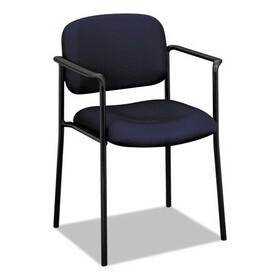 BASYX BSXVL616VA90 VL616 Stacking Guest Chair with Arms, Fabric Upholstery, 23.25" x 21" x 32.75", Navy Seat, Navy Back, Black Base