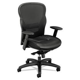 HON HVL701.SB11 Wave Mesh High-Back Task Chair, Supports up to 250 lbs., Black Seat/Black Back, Black Base