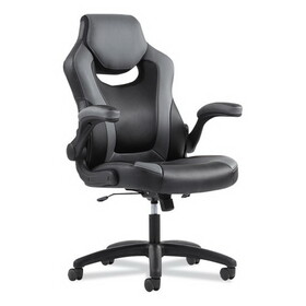 Sadie BSXVST911 9-One-One High-Back Racing Style Chair with Flip-Up Arms, Supports up to 225 lbs., Black Seat/Gray Back, Black Base