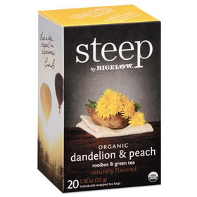 Bigelow RCB17715 steep Tea, Dandelion & Peach, 1.18 oz Tea Bag, 20/Box