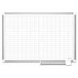 Mastervision BVCCR1230830 Gridded Magnetic Porcelain Dry Erase Planning Board, 1 x 2 Grid, 72 x 48, White Surface, Silver Aluminum Frame