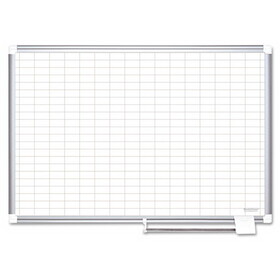 Mastervision BVCCR1230830 Platinum Plus Dry Erase Planning Board, 1x2" Grid, 72x48, Aluminum