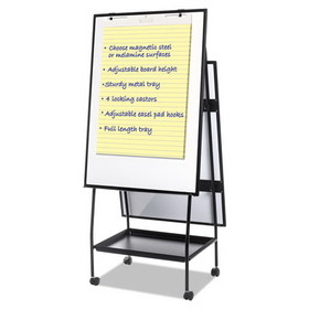 MasterVision BVCEA49125016 Creation Station Dry Erase Board, 29.5 x 74.88, White Surface, Black Metal Frame