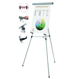Mastervision BVCFLX05102MV Telescoping Tripod Display Easel, Adjusts 38" To 69" High, Metal, Silver