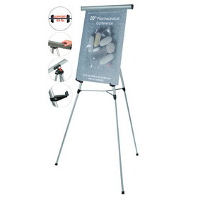 Mastervision BVCFLX09102MV Telescoping Tripod Display Easel, Adjusts 35" To 64" High, Metal, Silver