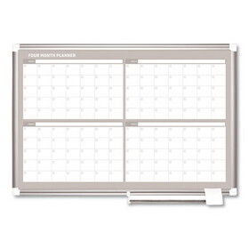 Mastervision BVCGA03105830 Magnetic Dry Erase Calendar Board, Four Month, 36 x 24, White Surface, Silver Aluminum Frame