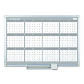 Mastervision BVCGA03106830 Magnetic Dry Erase Calendar Board, 12-Month, 36 x 24, White Surface, Silver Aluminum Frame